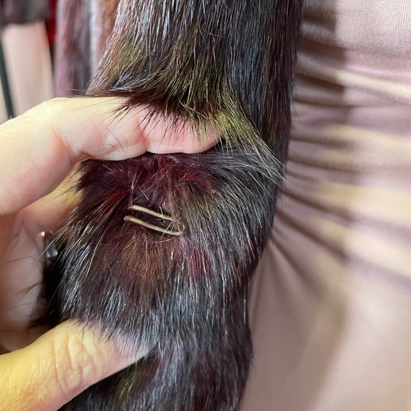 90s Y2K Burgundy Red Dyed Rabbit Fur Coat Luxury Womens M Soft Vamp Plush - Picture 5 of 9